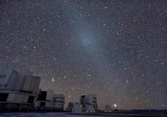 The gegenschein is the small, oval glow within the zodiacal band seen in this photo taken at the European Southern Observatory in Chile. Credit: ESO / Yuri Beletsky 
