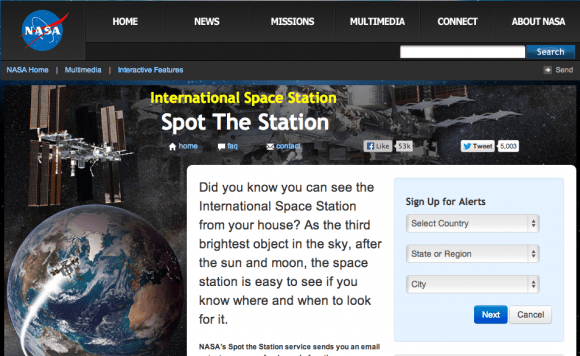 NASA's Spot the Station Website