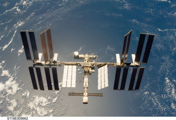 The International Space Station as seen from the crew of STS-119. (Credit: NASA).