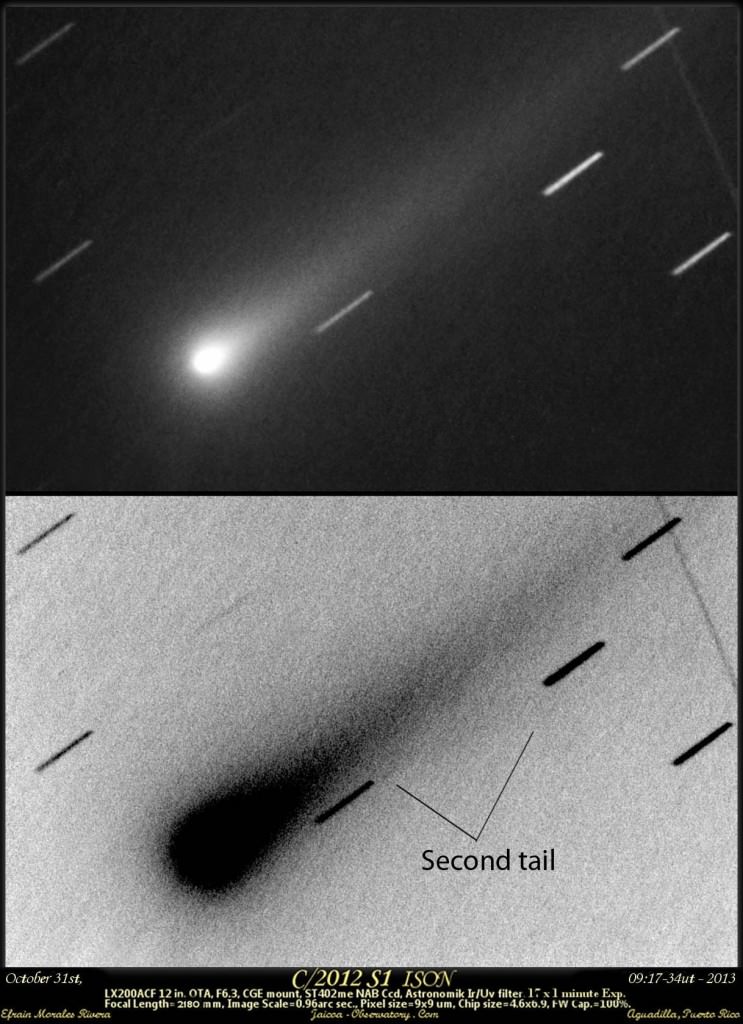 Comet Ison Heats Up Grows New Tail Universe Today