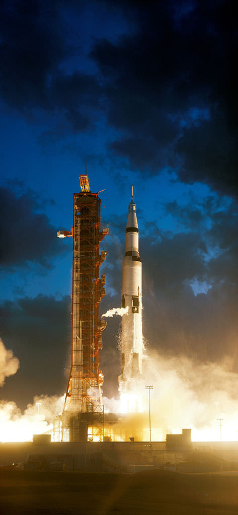 File:Apollo 11 Saturn V climbs the pad 39-A incline during rollout