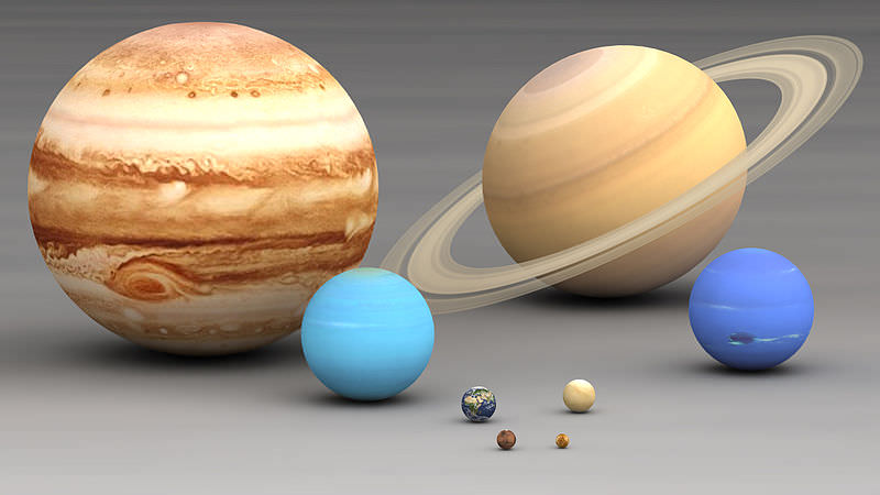 solar system planets size chart