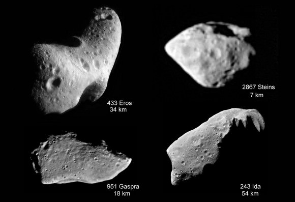 Asteroids we've seen up close show cratered surfaces similar to yet different from much of the cratering on comets. Credit: 