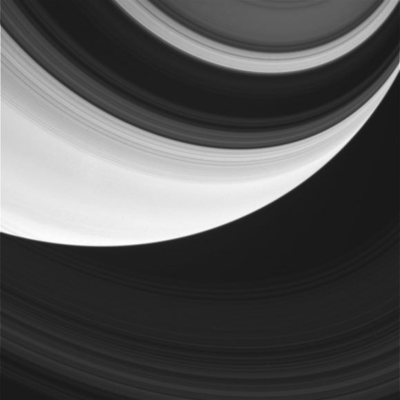 Bands prominently feature in this raw picture of Saturn taken by the Cassini spacecraft Aug. 17, 2014. Credit: NASA/JPL/Space Science Institute 