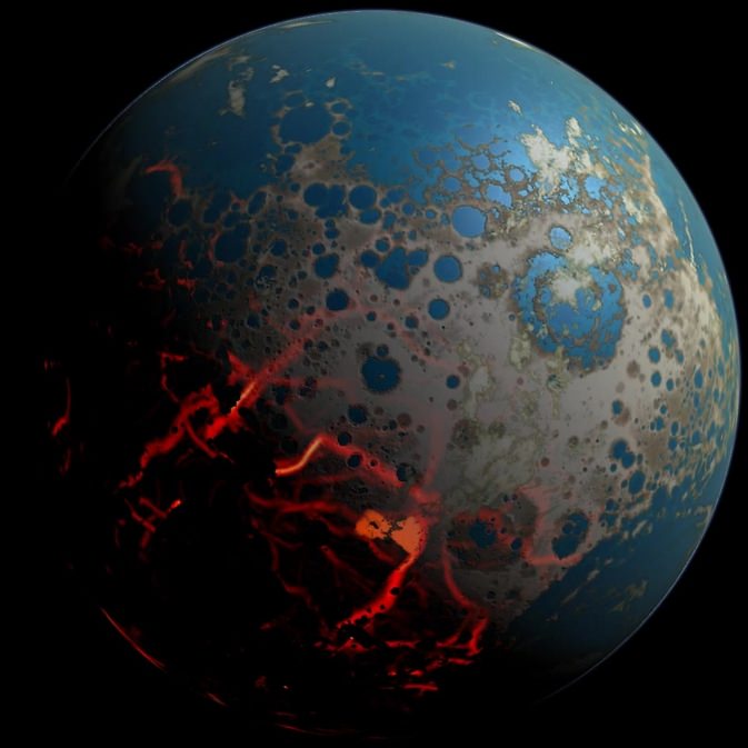 An artistic conception of the early Earth, showing a surface pummeled by large impacts. Credit: Simone Marchi.