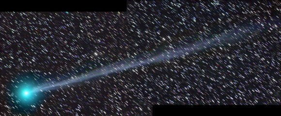 A two-part panorama of Comet 2014 Q2 Lovejoy as seen from Payson, Arizona on December 27, 2014. Credit and copyright: Chris Schur