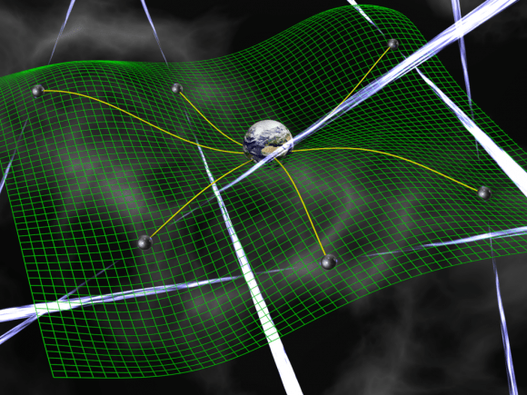 An artist's conception of a 'pulsar web.' Image credit: David Champion/NASA/JPL