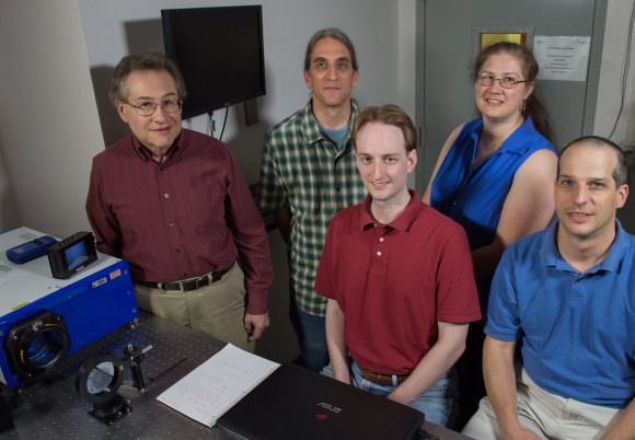 Doug Rabin, Adrian Daw, John O’Neill, Anne-Marie Novo-Gradac, and Kevin Denis are developing an unconventional optic that could give scientists the resolution they need to see finer details of the physics powering the sun’s corona. Other team members include Joe Davila, Tom Widmyer, and Greg Woytko, who are not pictured. Credits: NASA/W. Hrybyk
