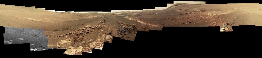 The final picture of Opportunity from the surface of Mars is this panorama of Endeavor Crater. Image: NASA / JPL-Caltech / Cornell / ASU