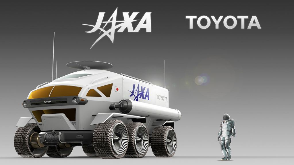 n artist's illustration of the proposed rover, with an astronaut for scale. Image Credit: JAXA/Toyota