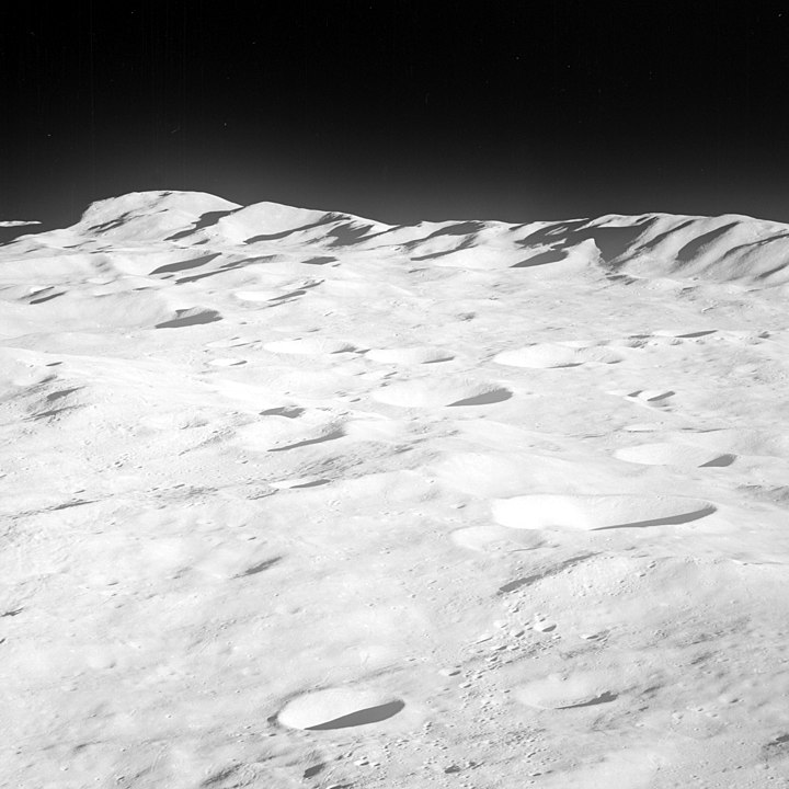 Astronauts on the Apollo 8 mission to the Moon took this photograph of mountains rimming the Aitken Basin. Image Credit: By NASA - Transferred from en.wikipedia to Commons.(Original text: Apollo 8 Hasselblad camera image, unedited.Immediate source: Apollo Flight Journal, Apollo 8, Photography Index70-mm magazine E, AS08-13-2319), Public Domain, https://commons.wikimedia.org/w/index.php?curid=47553395