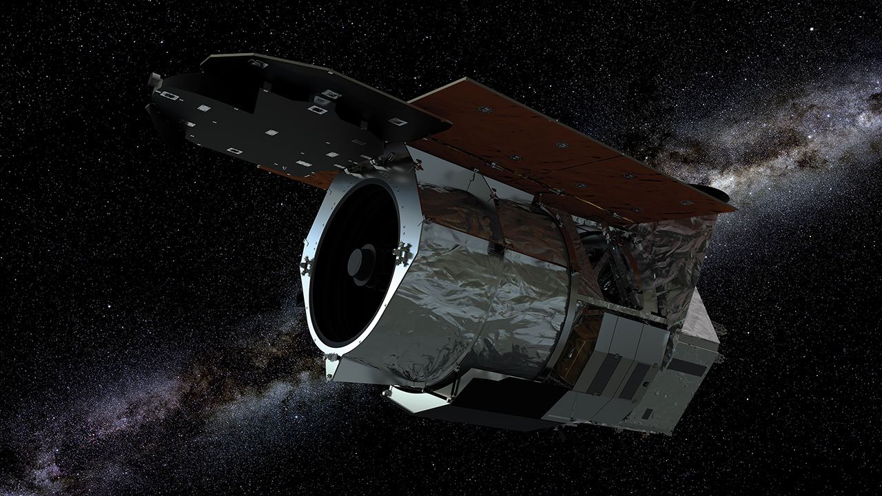 Artist's impression of the Nancy Grace Roman space telescope (formerly WFIRST). It could open a window on the early Universe by observing light from the first stars. Credit: NASA/GSFC