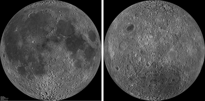 The near side of the Moon (left) and the far side of the Moon (right.) Image Credit: NASA