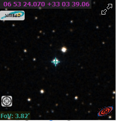Real image of HD 265435 in the star field.