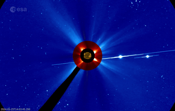 The May 27th coronal mass ejection as seen by the SOHO and Solar Dynamics Observatories. Courtesy: SOHO (ESA & NASA), NASA/SDO/AIA, JHelioviewer/D. Müller