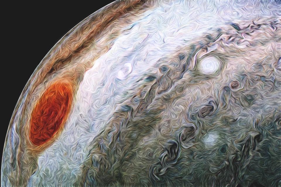 Другой взгляд на Юпитер и GRS.  Источник изображения: НАСА / SwRI / MSSS / Наванит Кришнан С © CC BY