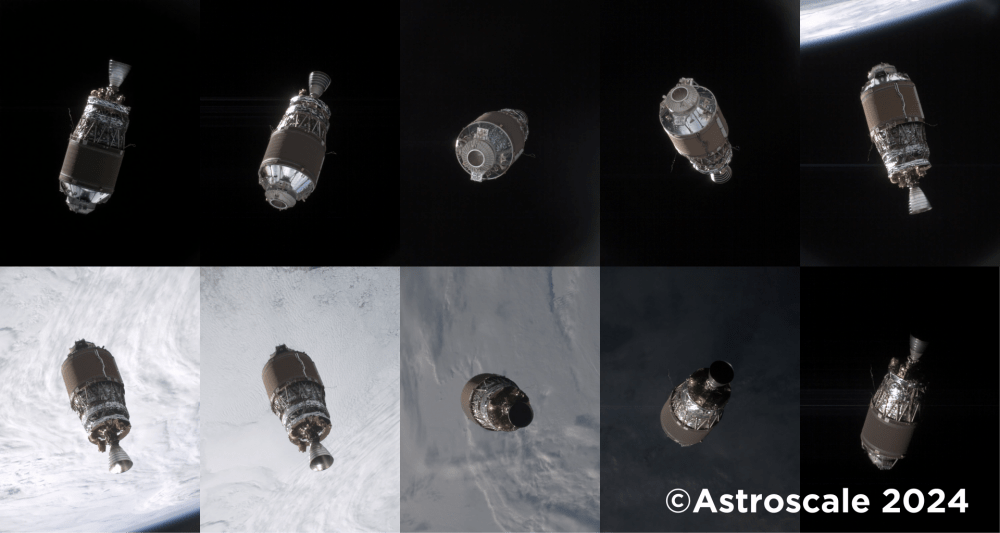 Images from the "Fly-around Observation" on July 15 conducted by Astroscale's ADRAS-J demonstration satellite. The idea was to image this space debris. Courtesy Astroscale/JAXA.