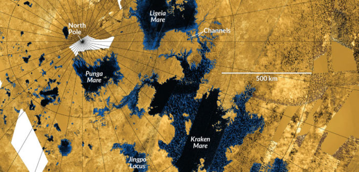 This image of the hydrocarbon seas on Titan is well-known and was radar-imaged by Cassini. That radar data told us how deep the seas are. New bistatic radar data can reveal more about the composition and surface texture of the seas. Image Credit: [JPL-CALTECH/NASA, ASI, USGS]