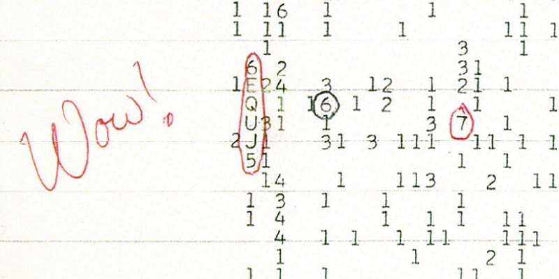 The Wow! signal from 1977 as discovered by astronomer Jerry R. Ehman. Image via Big Ear Radio Observatory and North American AstroPhysical Observatory (NAAPO).