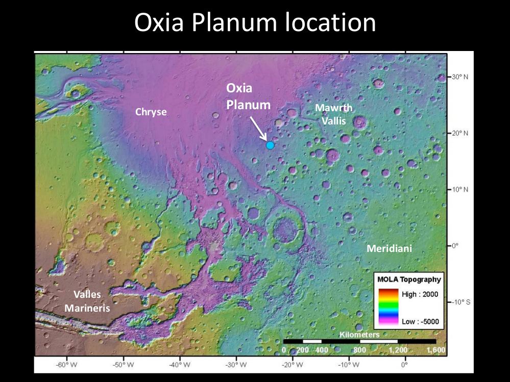 The Oxia Planum landing site. Image Credit: By NASA - http://marsnext.jpl.nasa.gov/workshops/2014_05/14_Oxia_Thollot_webpage.pdf, Public Domain, https://commons.wikimedia.org/w/index.php?curid=44399172