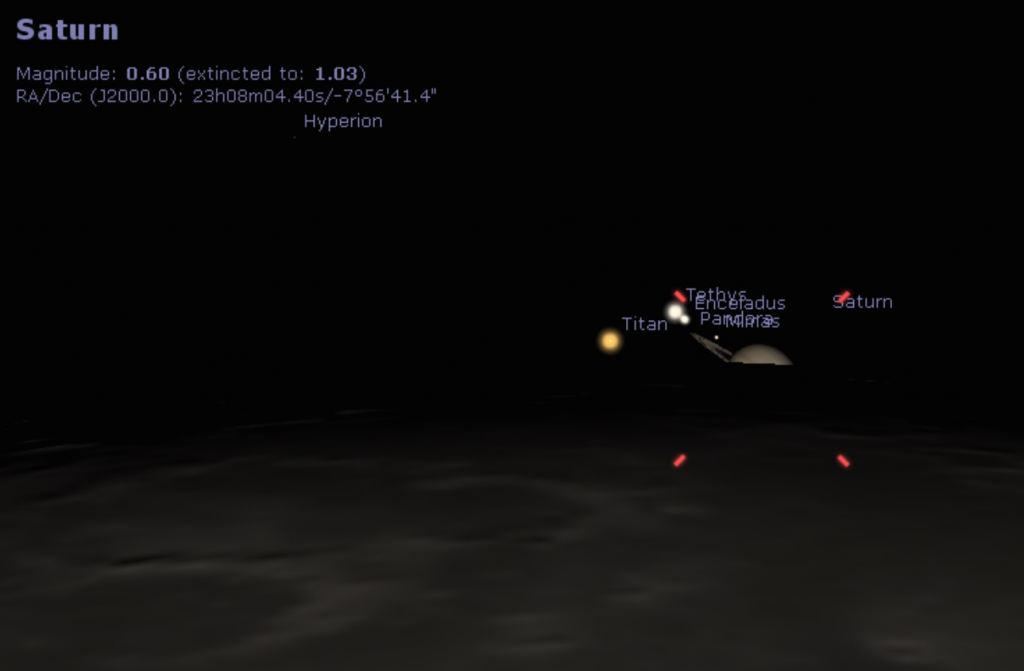 Ingress for this month's occultation of Saturn by the Moon... be sure to keep an eye out for nearby Titan! Credit: Occult 4.1