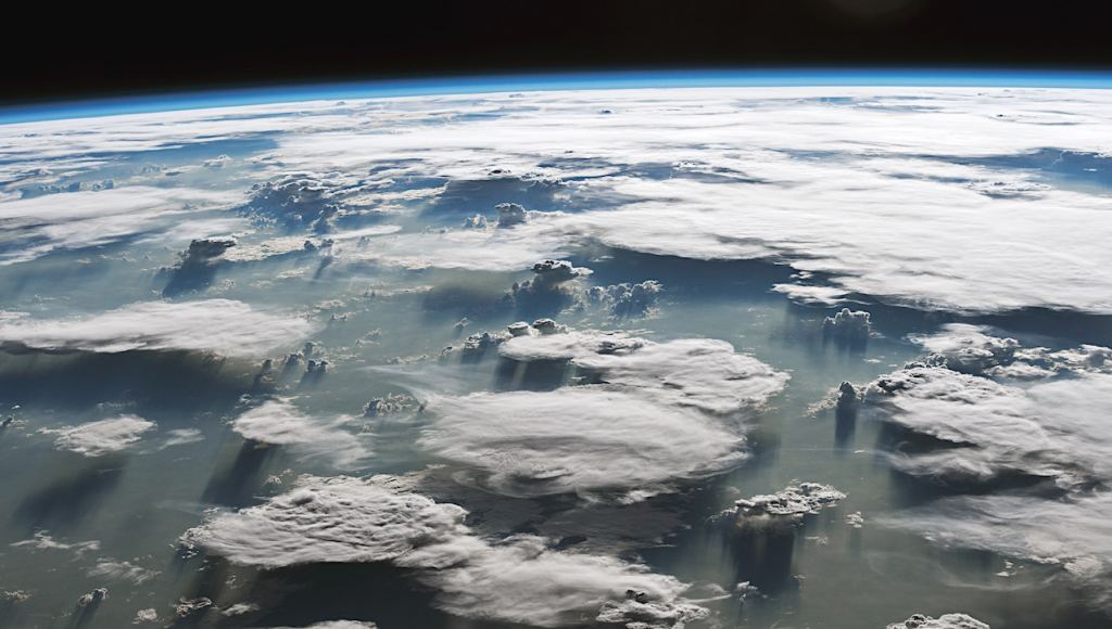 This astronaut photograph shows the sky over the Amazon Basin during the rainy season. Image Credit: NASA