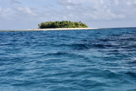 One of the islands of Tuvalu. Sea level rise threatens to swamp the islands of this nation within 50 years. Courtesy NASA.