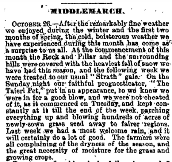 This page is from the Otago Witness, Issue 2226, 29 October 1896. It describes the Taieri Pet as 