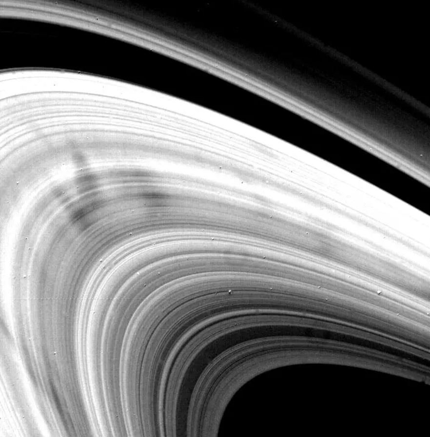 Voyager 2 image of Saturn's rings