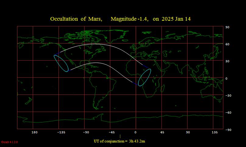 The Moon Occults Mars for North America Monday Night, Just Before ...