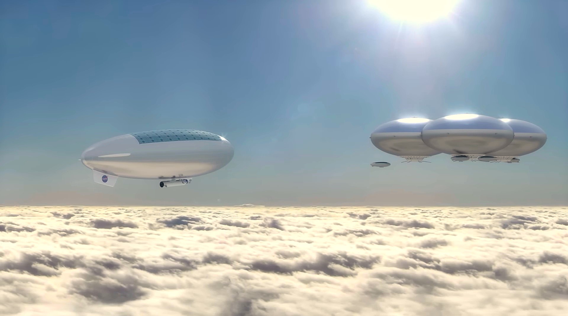 Illustration: Habitable airships in Venusian atmosphere